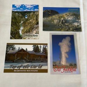 Set of 4 post cards unused new travel Yellow stone national park